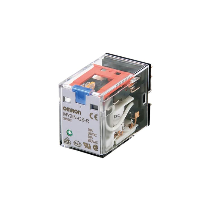Relé de potencia con enclavamiento Omron MY de 2 polos, DPDT, bobina 12V dc, 10A, enchufable