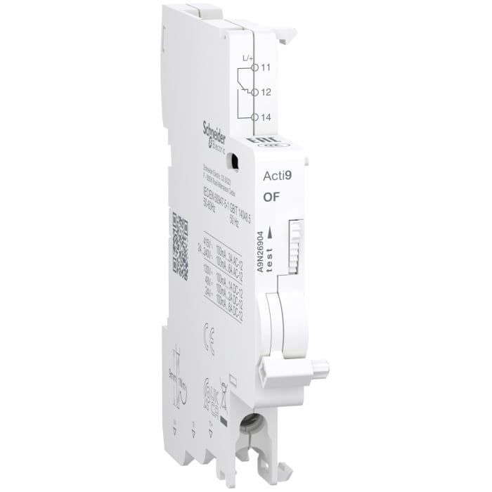 Schneider Electric Auxiliary Contact, 1 Contact, 1 C/O, Clip-On, Acti9 A9N