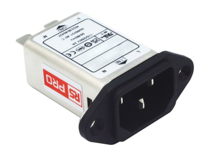 Filtre IEC Prise femelle RS PRO, 3A, 250 V c.a., Montage panneau