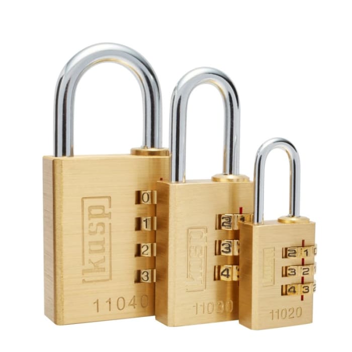 Kasp Combination Weatherproof Brass Combination Padlock, 9mm Shackle, 20mm Body