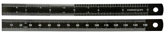 RS PRO 150mm Steel Imperial, Metric Rule