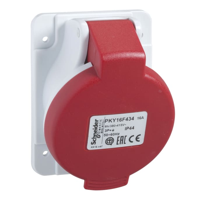 Schneider Electric, Mureva IP44 Grey Panel Mount 3P + N + E Socket Plug, Socket, Rated At 16A, 380 → 415 V