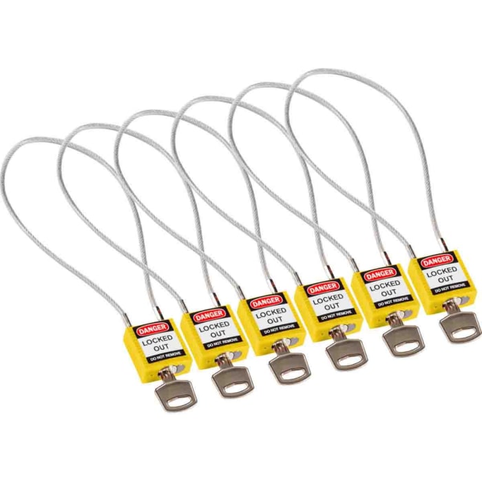 Brady LOTO-77 Padlock Nylon, Sheathed Metal Safety Padlock, Keyed Alike, 4.72mm Shackle, 32.00mm Body