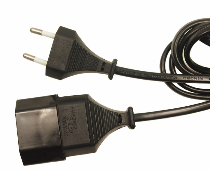 RS PRO | RS PRO Straight Type C Euro Plug to Straight 2 Pin Euro Socket ...