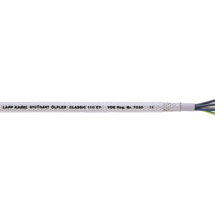 Lapp OLFLEX CLASSIC 110 CY Control Cable, 7 Cores, 0.5 mm², Screened, 100m, Transparent PVC Sheath, 20 AWG