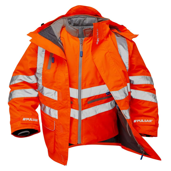 Gilet grand froid Orange Respirant, Imperméable PULSAR, taille M, Bande Velcro, Fermeture à glissière
