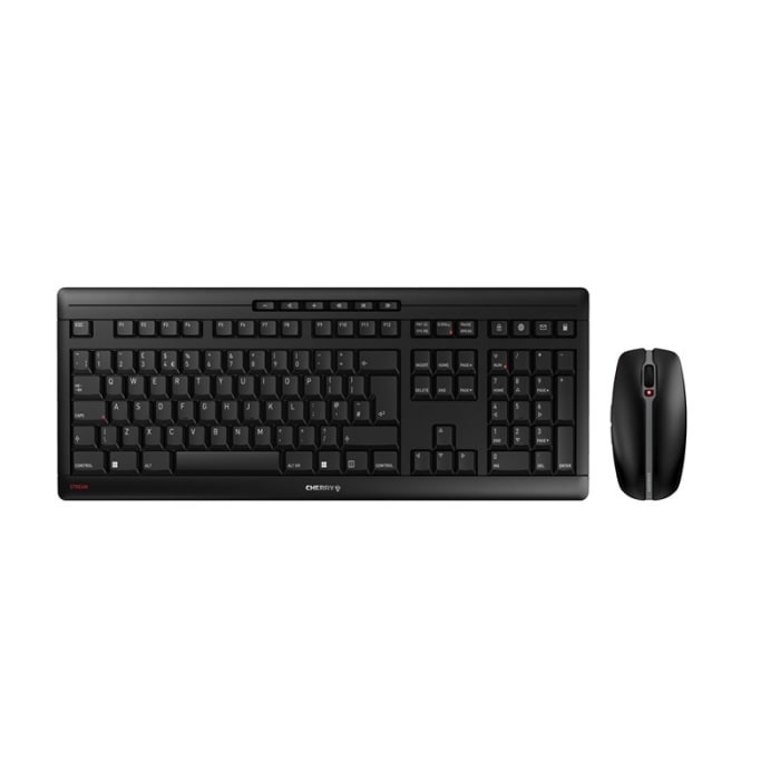 Cherry CHERRY STREAM DESKTOP Wireless Ergonomic Keyboard and Mouse Set, QWERTY (UK), Black