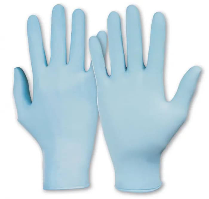Honeywell Safety Dermatril 740 Light Blue Powder-Free Nitrile Disposable Gloves, Size 8, 100 per Pack