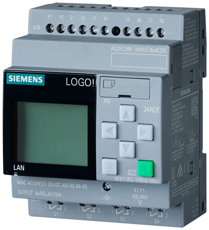 Siemens LOGO! Series Logic Module for Use with LOGO! 8.4, 24 V dc Supply, Relay Output, 8-Input, Digital Input