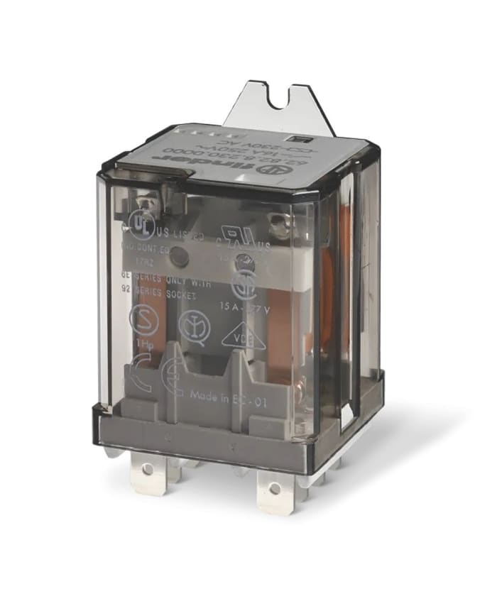 Finder Flange Power Relay, 12V dc Coil, 16A Switching Current, DPDT