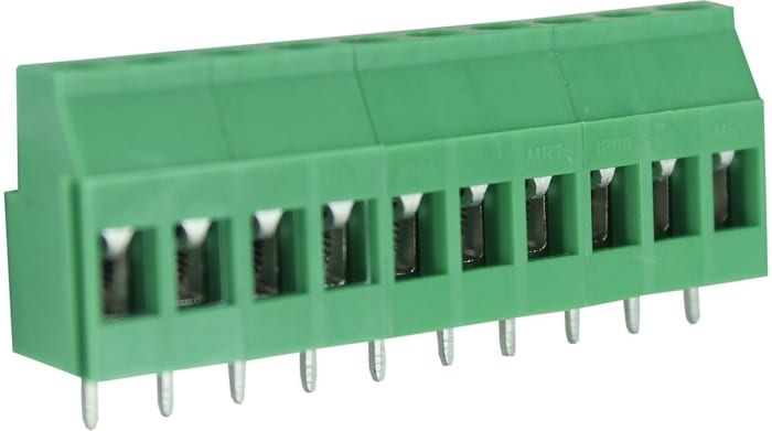 RND RND 205 Series PCB Terminal Block, 10-Contact, 5.08mm Pitch, Through Hole Mount, 1-Row, Screw Termination