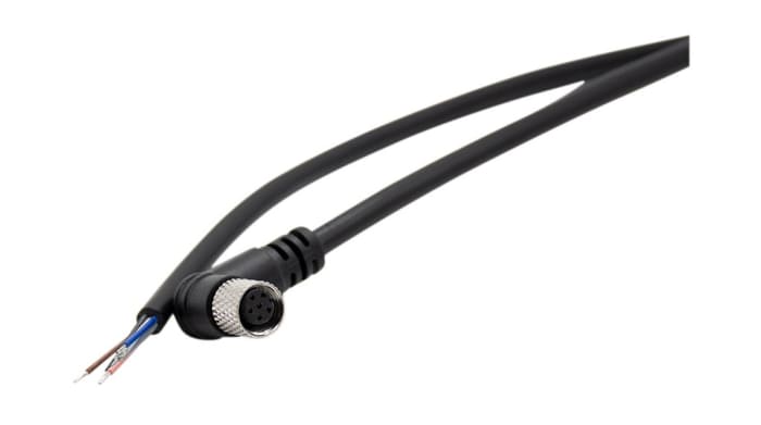 RND Female 6 way M8, Right Angle to Straight Connector Cable, 2 m