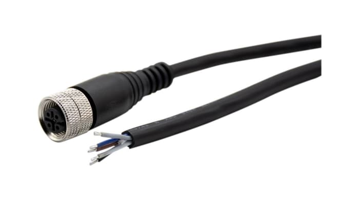 RND Straight Female 5 way M12 to Straight Connector & Cable, 2m