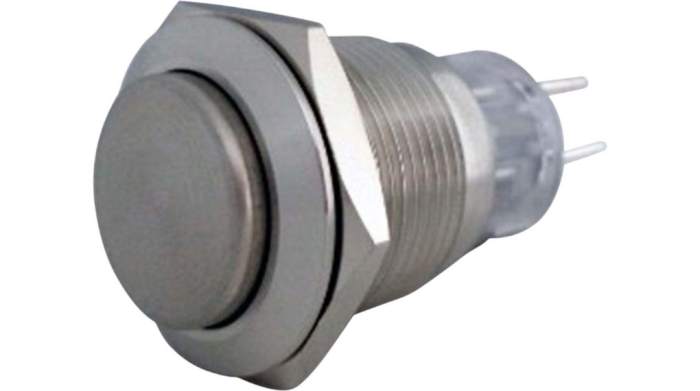 RND RND 210 Series Vandal Proof Push Button Switch, On-(On), Panel Mount, 19mm Cutout, 1NC, 1NO, 250V ac, IP67
