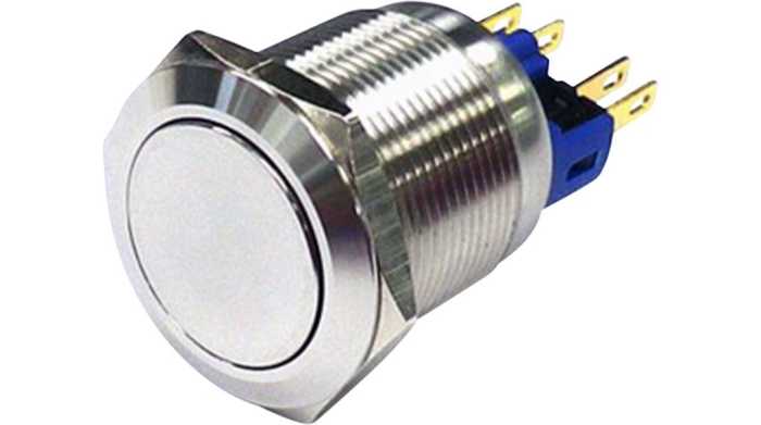 RND RND 210 Series Vandal Proof Push Button Switch, (On)-(On), Panel Mount, 22mm Cutout, 1NC, 1NO, 250V ac, IP67