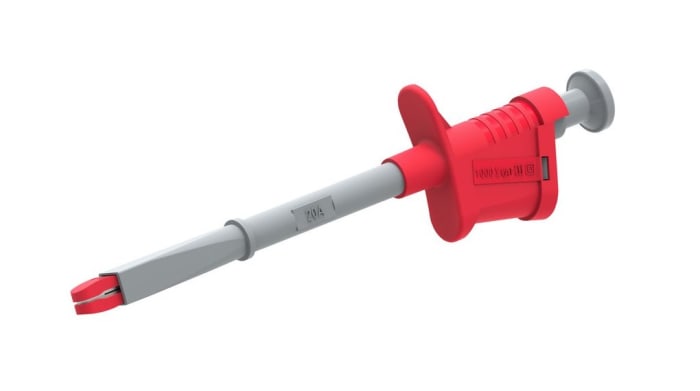 RND Alligator Clip, Nickel Contact, 6A, Red