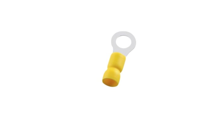RND, RND 465 Insulated Ring Terminal, #10mm Stud Size, Yellow