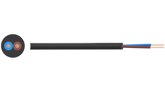 Mains Cable PVC 2x0.75mm² 300V BLK 100M