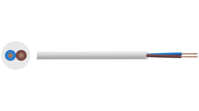Mains Cable PVC 2x0.75mm² 500V WHT 100M