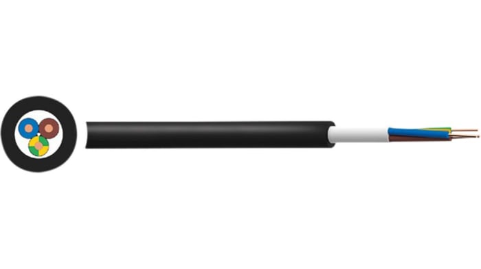 Mains Cable PVC 3x2.5mm² 1kW BLK 50M