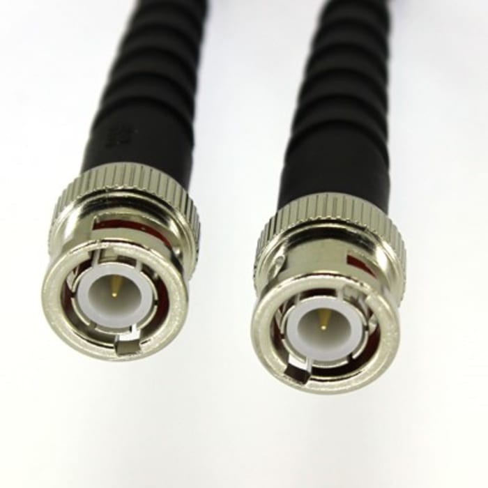 Cable coaxial RG58 RS PRO, 50 Ω, con. A: BNC, Macho, con. B: BNC, Macho, long. 15m, funda de PVC Negro