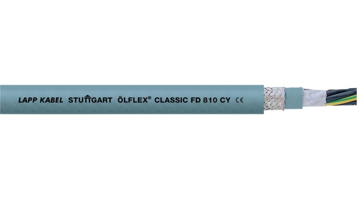 Câble de commande Blindé Lapp 1,5 mm², 15 AWG, gaine en Chlorure de polyvinyle PVC, Gris, 50m