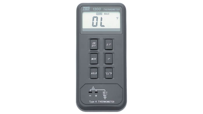 Thermomètre numérique TES Electrical Corp TES 1300, 1 voie de mesure pour K