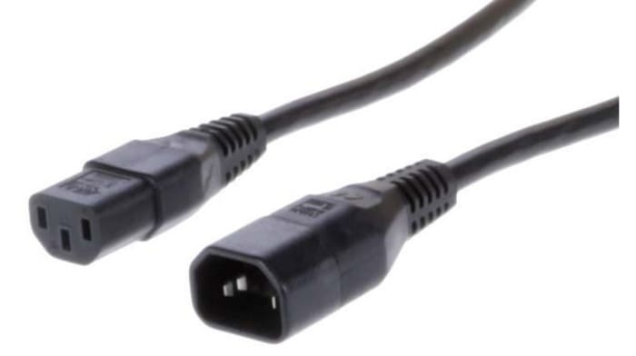 Feller Straight IEC C14 Plug to Straight IEC C13 Socket Power Cord, 1m