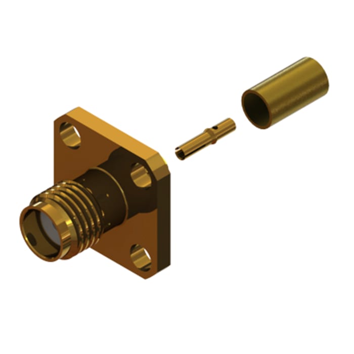 Connecteur SMA RS PRO Femelle Droit, raccordement A sertir 50Ω Montage panneau