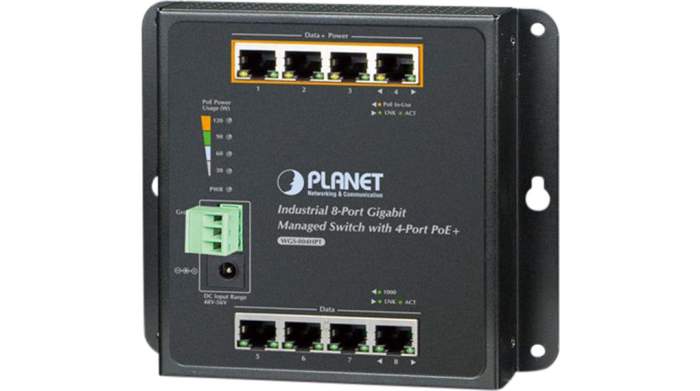 Swtich Ethernet industrial Planet con PoE, 8 puertos