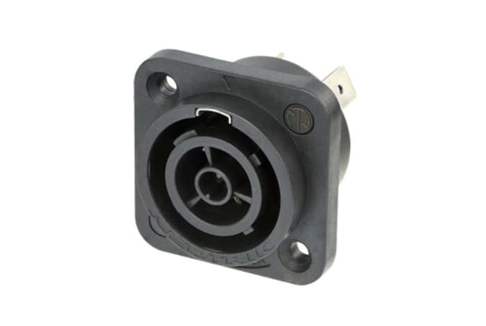 Neutrik, NAC3FPX IP65 Black Solder Mount 2 + PE Industrial Power Socket, Rated At 16A, 250 V ac
