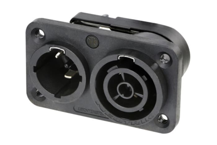 Neutrik, NAC3PX Yellow Panel Mount 2 + PE Tab Connector Socket, Rated At 16A, 250 V ac