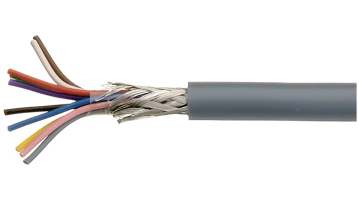 Cable de par trenzado Varios núcleos Kabeltronik de 10 conductores, 0,14 mm², 26 AWG, long. 100m Gris