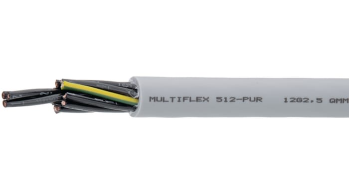 Cable de control Helukabel MULTIFLEX 512 de 18 conductores, 1 mm², 17 AWG, long. 100m, Ø ext. 14.8mm, funda de