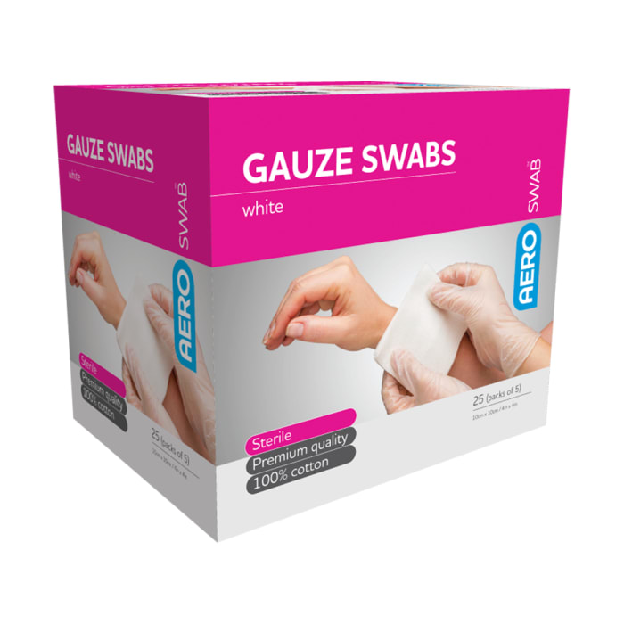 RS PRO Cotton White Cotton Gauze Gauze, 25 Per Pack Per Package 10 cm
