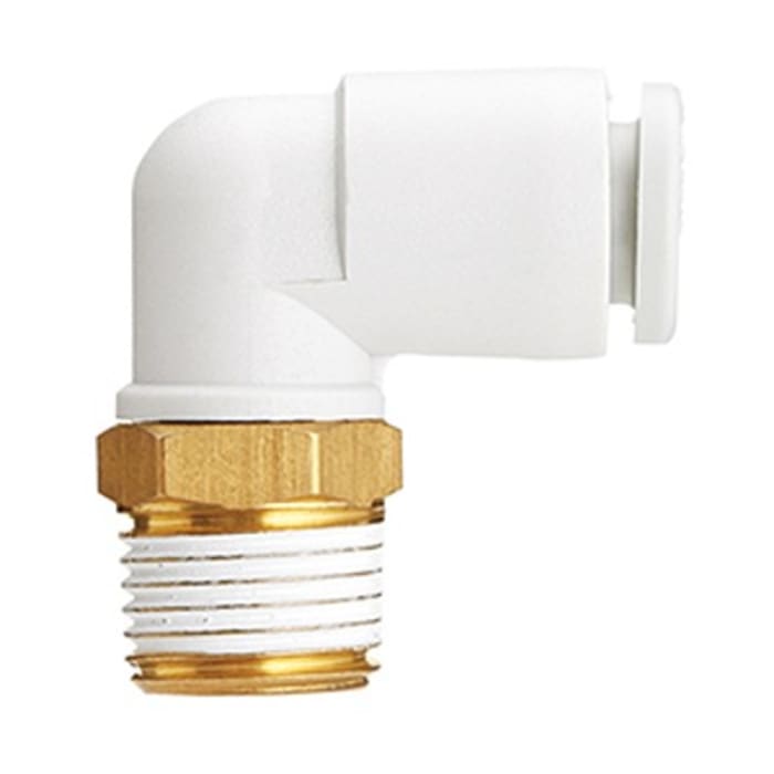 SMC KQ2 Series Extended Male Elbow, R 1/8 to Push In 6 mm, Threaded-to-Tube Connection Style, KQ2L06-01A