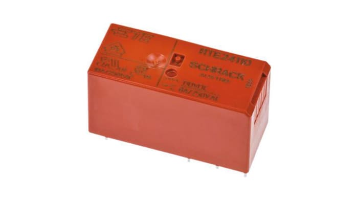 TE Connectivity PCB Mount Power Relay, 12V Coil, 8A Switching Current, DPDT