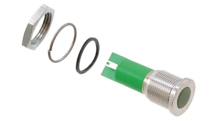 Voyant LED lumineux  Vert APEM, dia. 16mm, 24V, IP67