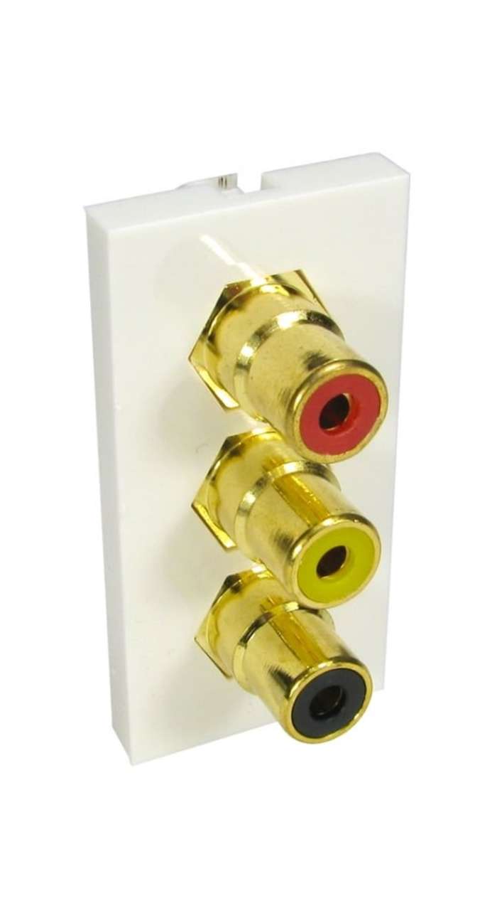 RS PRO 25 mm 3 Way Female RCA Audio & Video Faceplate