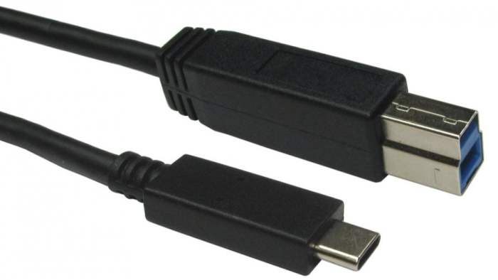 RS PRO USB 3.1, Male USB Type C to Male USB B, Black, 1 m