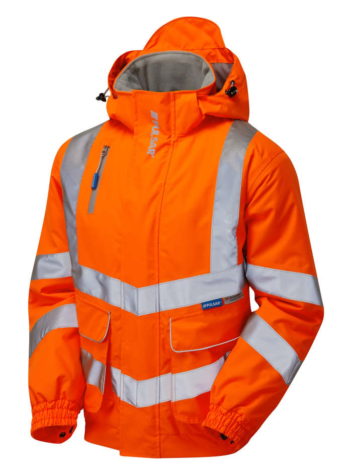 Chaqueta acolchada tipo aviador de alta visibilidad Unisex PULSAR de color Naranja, talla XXL