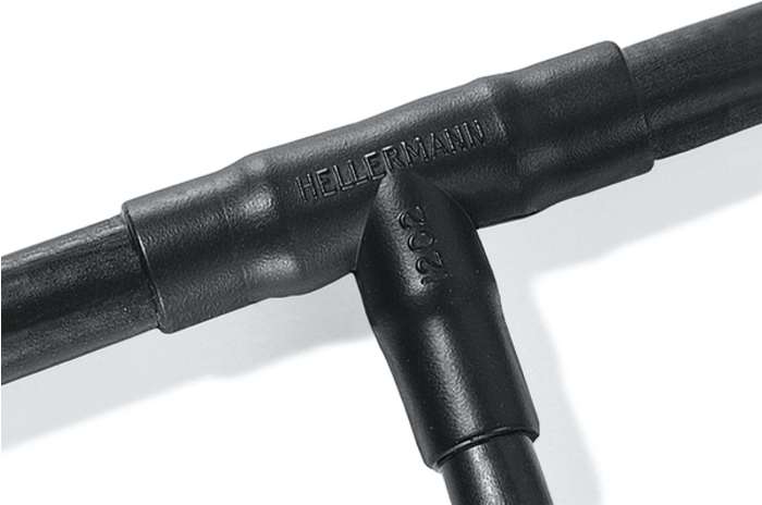 Adapateur en T HellermannTyton, Diamètre interne : 13mm, Polyoléfine sructure croisée, 2 voies, Noir