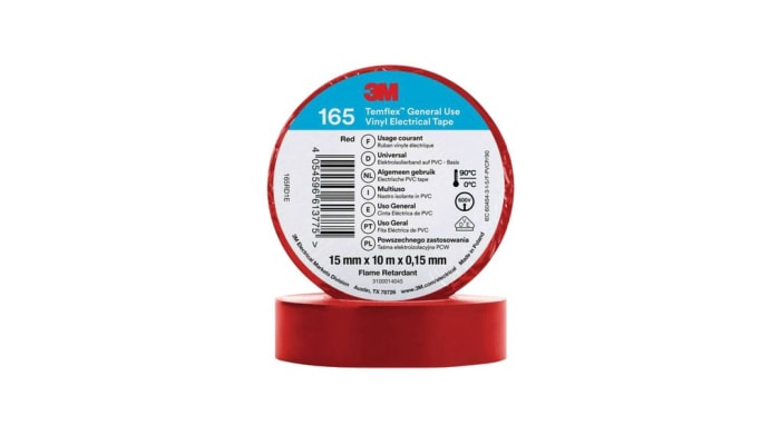 3M Red PVC Electrical Tape, 15mm x 10mm