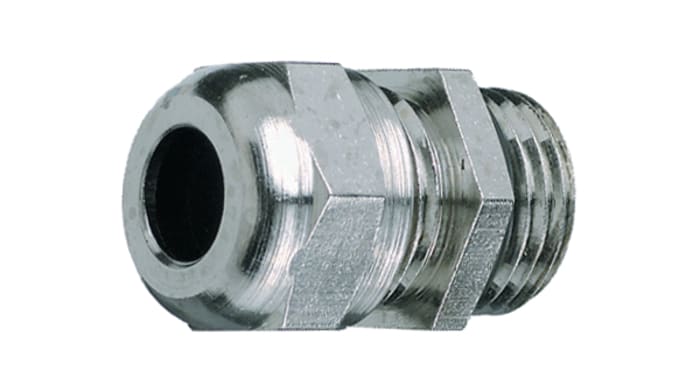 Jacobs 50.6xx Series Metal Nickel Plated Brass Cable Gland, M16 Thread, 5mm min., 9mm max., IP68, IP69K