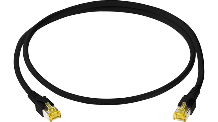Latiguillo de Ethernet Cat6a Cat6a S/FTP Leoni Kerpen de color Negro, long. 1m, funda de LSZH, Libre de halógenos y