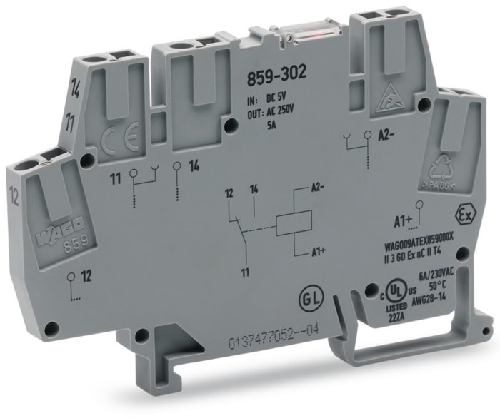 859-304-1 WAGO | WAGO 859 Series 250V Relay Module 5A | 288-5305 | RS