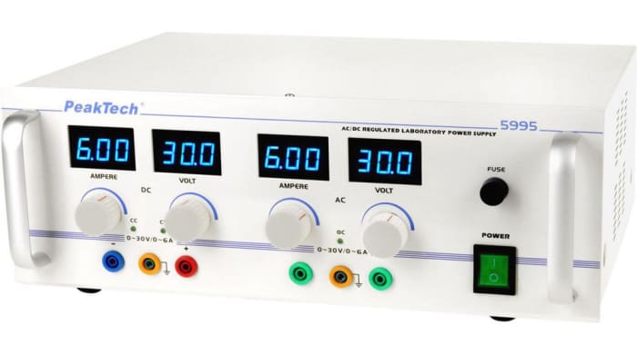 PeakTech 5995 Series Digital Laboratory Power Supply, 0 → 30V, 0 → 6A, 2-Output, 180W