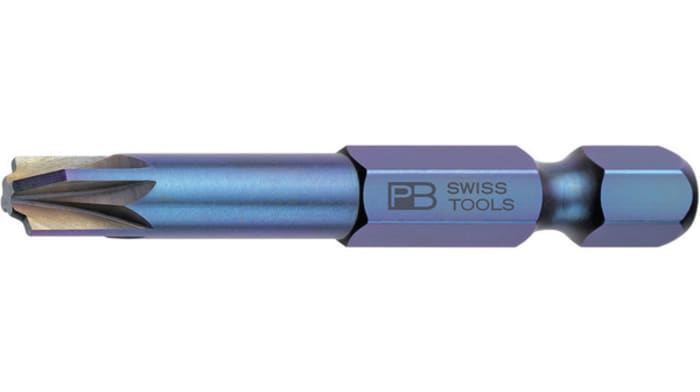 PB SWISS TOOLS Hexagon Screwdriver Bit, PZ2 Tip, 1/4in Drive, Pozidriv Drive, 50 mm Overall