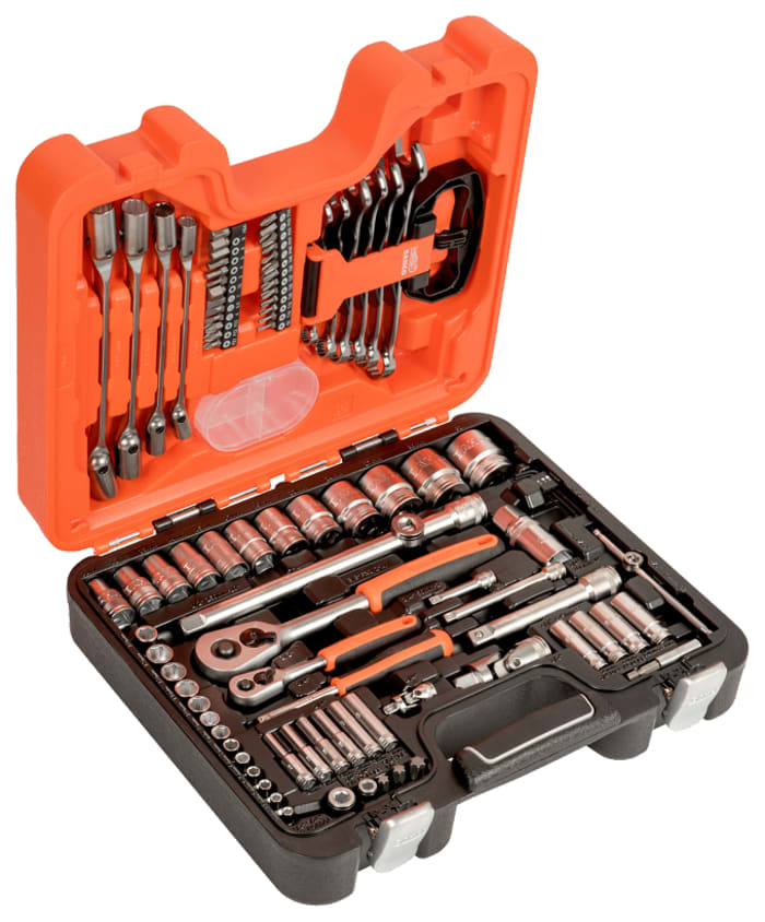Bahco 91-Piece Metric 1/2 in; 1/4 in Deep Socket/Standard Socket/Spanner/Allen Key/Bit Set with Ratchet, 6 point; Hex