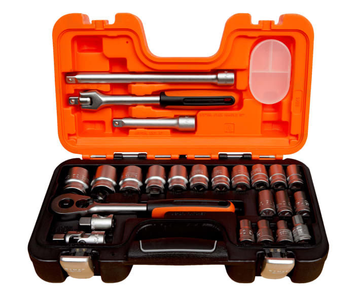 Bahco 24-Piece Metric 1/2 in Standard Socket Set with Ratchet, 6 point